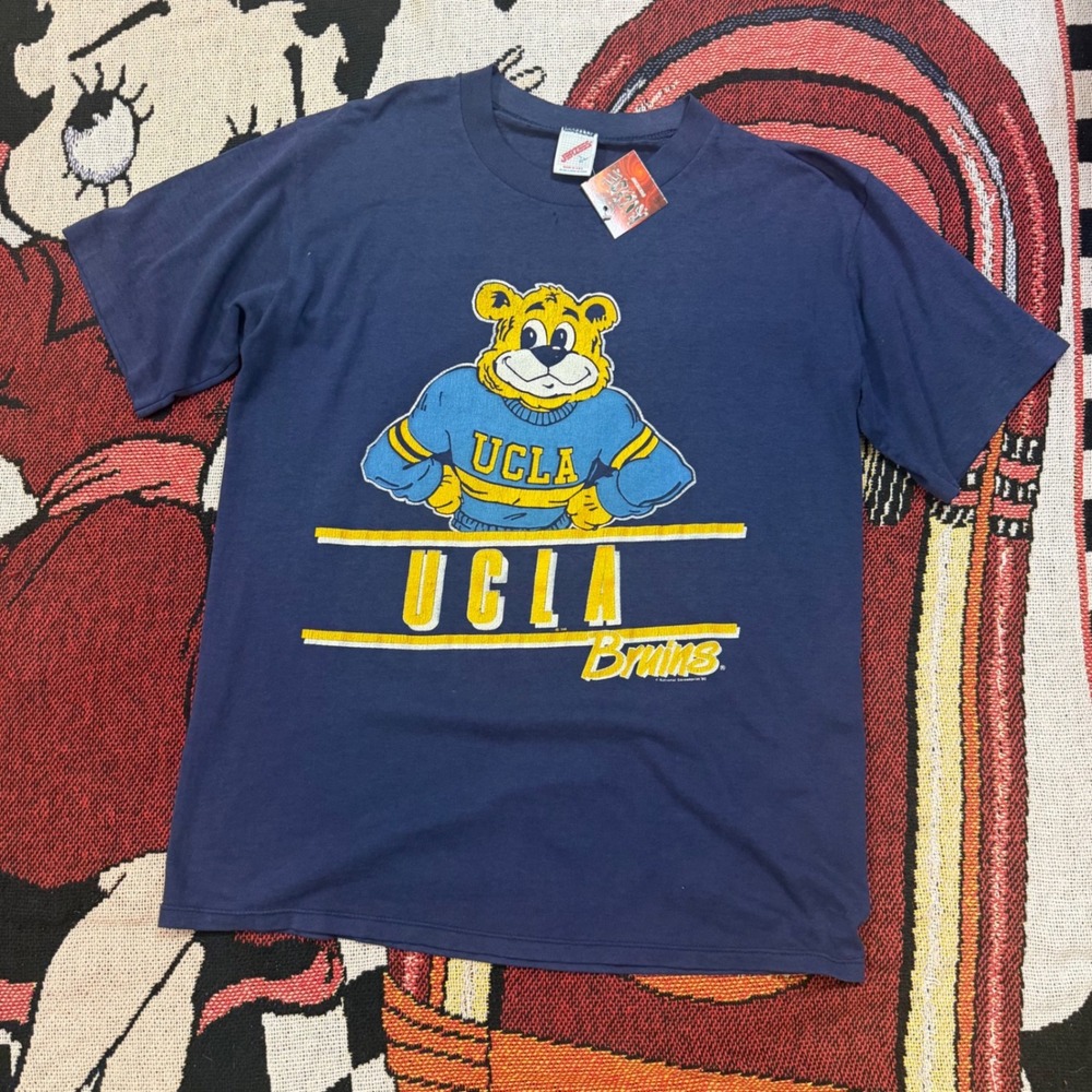 Vintage 1990 UCLA Bruins Joe Bruin T-Shirt Jerzees Navy XL Made in USA 90s Tee